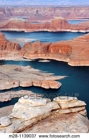 Dusk over Padre Bay and Lake Powell from Alstrom Point, Glen Canyon National Recreation Area Utah View Large Photo Image Stock Photo - Dusk over Padre Bay and Lake Powell from Alstrom Point, Glen Canyon National Recreation Area Utah. Fotosearch
