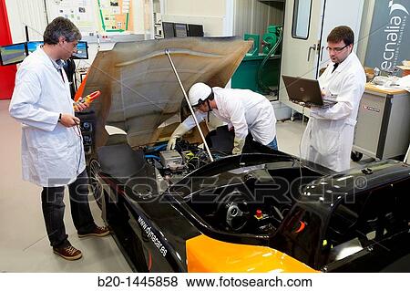 Stock Photo - Dynacar electric car, new concepts and components development platform for electric propulsion vehicles, Tecnalia Research & Innovation, AIC (Automotive Intelligence Center), Amorebieta, Bizkaia, Euskadi, Spain. Fotosearch