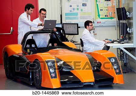Stock Photo - Dynacar electric car, new concepts and components development platform for electric propulsion vehicles, Tecnalia Research & Innovation, AIC (Automotive Intelligence Center), Amorebieta, Bizkaia, Euskadi, Spain. Fotosearch