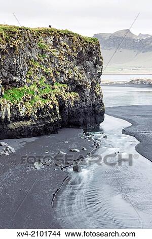 Dyrholaey black shore. Vik, Iceland. View Large Photo Image Picture - Dyrholaey black shore. Vik, Iceland.. Fotosearch