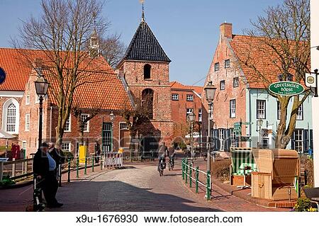 Stock Image - East Frisian Siel village Greetsiel, East Frisia, Lower Saxony, Germany. Fotosearch