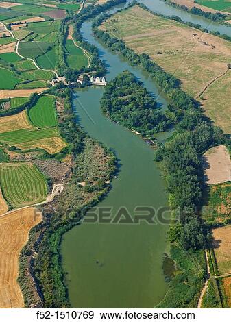 Stock Photo - Ebro river Old Flour Factory Gelsa Village Zaragoza Province, Aragon, Spain, Europe.. Fotosearch