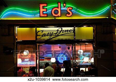 Ed Easy Diner at night, Old Compton Street, Soho, London, England View Large Photo Image Picture - Ed Easy Diner at night, Old Compton Street, Soho, London, England. Fotosearch