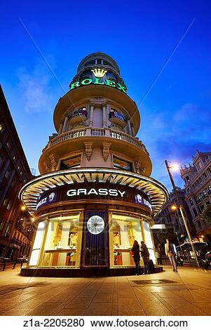 Edificio Grassy, located in Gran Via avenue. Madrid. Spain. View Large Photo Image Stock Image - Edificio Grassy, located in Gran Via avenue. Madrid. Spain.. Fotosearch