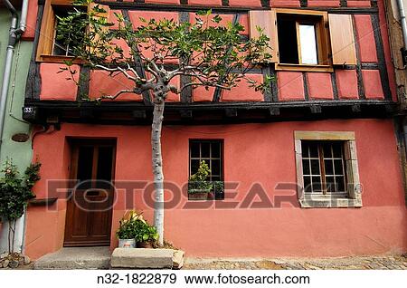 Stock Photo - Eguisheim, Alsace Wine Route, Haut-Rhin, Alsace, France, Europe. Fotosearch