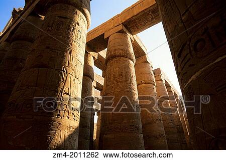 Stock Image - EGYPT, NILE RIVER, LUXOR, TEMPLE OF KARNAK, GREAT HYPOSTYLE HALL.. Fotosearch