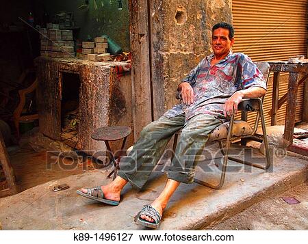 Stock Photo - Egyptian man, Islamic Quarter, Cairo, Egypt. Fotosearch