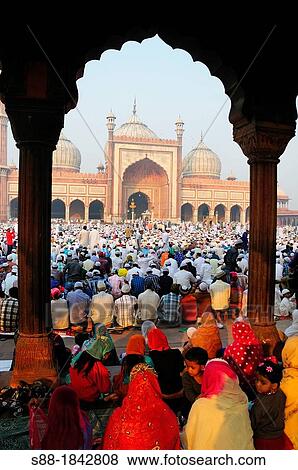 Eid Ul Adha festival at Jama Masjit in Old Delhi View Large Photo Image Stock Photo - Eid Ul Adha festival at Jama Masjit in Old Delhi. Fotosearch