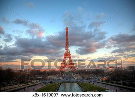 Eiffel tower at dusk, Paris, France View Large Photo Image Stock Photo - Eiffel tower at dusk, Paris, France. Fotosearch