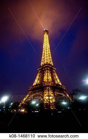 Stock Image - Eiffel tower at night, Paris, France. Fotosearch