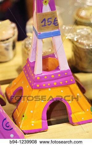 Stock Photo - Eiffel tower souvenirs. Paris, France.. Fotosearch