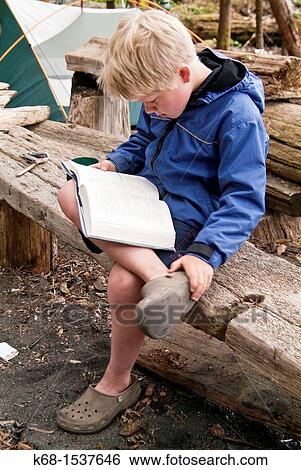 Stock Photograph - eight year old boy on Nootka Island, BC, Canada. Fotosearch