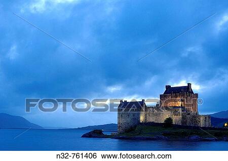 Eilean Donan castle and Loch Duich at Dusk Dornie Highlands Region, Scotland, UK View Large Photo Image Stock Photograph - Eilean Donan castle and Loch Duich at Dusk Dornie Highlands Region, Scotland, UK. Fotosearch