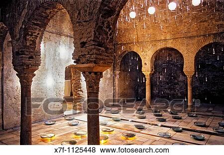 Stock Photo - El Bauelo, Arab baths In Carrera del Darro, 31 Albaic? n quarter Granada, Andalucia, Spain. Fotosearch