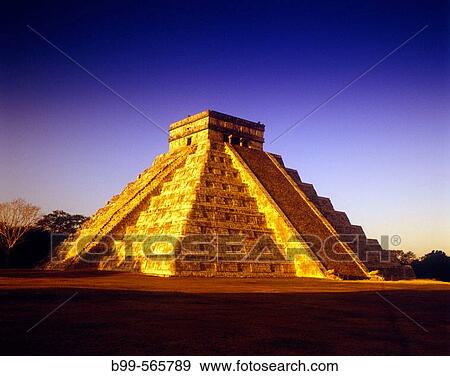 El Castillo (Kukulkan) pyramid, Chichen Itza ruins, YucatBn, Mexico. View Large Photo Image Stock Photo - El Castillo (Kukulkan) pyramid, Chichen Itza ruins, YucatBn, Mexico.. Fotosearch