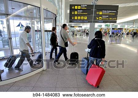 Stock Image - El Prat Airport. Terminal T1 by Ricardo Bofill, 2009, Barcelona, Catalonia, Spain.. Fotosearch