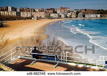 El Sardinero beach, Santander city, Cantabria, Spain, Europe View Large Photo Image Stock Photo - El Sardinero beach, Santander city, Cantabria, Spain, Europe. Fotosearch