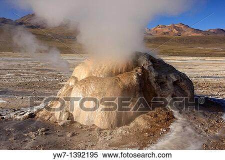 El Tatio Geyser Field locally known as Los G? iseres del Tatio is located within the Andes Mountains of northern Chile at 4, 200 meters above mean sea level, 80 km north of San Pedro de Atacama, Antofagasta region View Large Photo Image Stock Photography - El Tatio Geyser Field locally known as Los G? iseres del Tatio is located within the Andes Mountains of northern Chile at 4, 200 meters above mean sea level, 80 km north of San Pedro de Atacama, Antofagasta region. Fotosearch