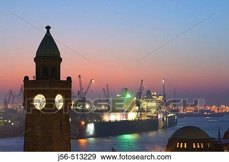 Elbe River and Hamburg Harbour at Night. Hamburg, Germany. View Large Photo Image Stock Photo - Elbe River and Hamburg Harbour at Night. Hamburg, Germany.. Fotosearch