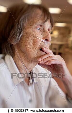 Stock Photo - elderly woman age 88, cardiac recovery, rehabilitation hospital-nursing home, Poughkeepsie, NY. Fotosearch