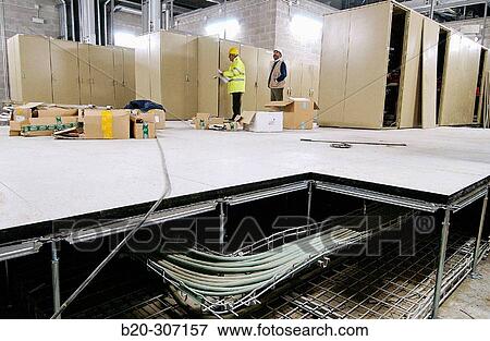 Stock Photo - Electric and communication lines, Bilbao exhibition centre -BEC- under construction (March, 2003). Barakaldo, Biscay. Euskadi, Spain. Fotosearch