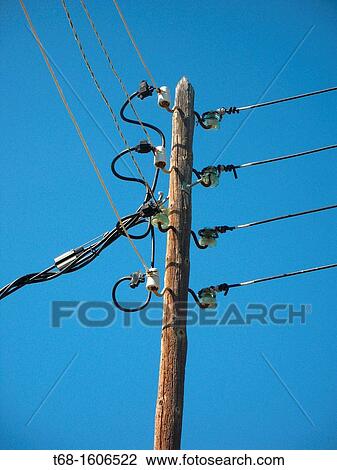 Stock Image - Electric pole. Fotosearch