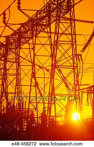 Electric power, substation View Large Photo Image Stock Image - Electric power, substation. Fotosearch
