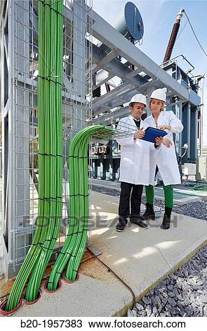 Stock Image - Electrical Substation. Ingrid. Testing and Certificates Services for Smart grids. Certification of electrical equipment. Technological Services to Industry. Tecnalia Research & innovation, Bizkaia, Basque Country, Spain.. Fotosearch