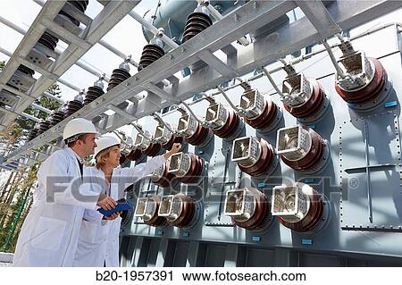 Stock Image - Electrical Substation. Ingrid. Testing and Certificates Services for Smart grids. Certification of electrical equipment. Technological Services to Industry. Tecnalia Research & innovation, Bizkaia, Basque Country, Spain.. Fotosearch