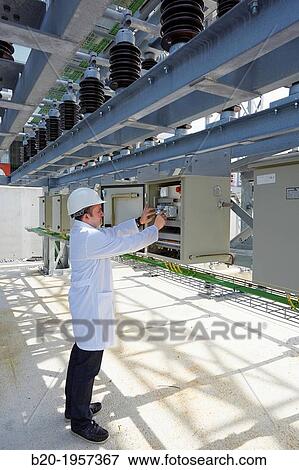 Stock Photo - Electrical Substation. Ingrid. Testing and Certificates Services for Smart grids. Certification of electrical equipment. Technological Services to Industry. Tecnalia Research & innovation, Bizkaia, Basque Country, Spain.. Fotosearch