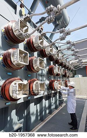 Stock Photo - Electrical Substation. Ingrid. Testing and Certificates Services for Smart grids. Certification of electrical equipment. Technological Services to Industry. Tecnalia Research & innovation, Bizkaia, Basque Country, Spain.. Fotosearch