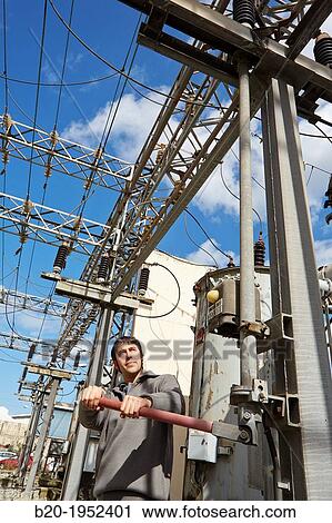 Stock Image - Electrical Substation. Power Electric Laboratory. Certification of electrical equipment. Technological Services to Industry. Tecnalia Research & innovation, Bizkaia, Basque Country, Spain.. Fotosearch