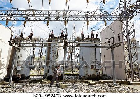 Stock Image - Electrical Substation. Power Electric Laboratory. Certification of electrical equipment. Technological Services to Industry. Tecnalia Research & innovation, Bizkaia, Basque Country, Spain.. Fotosearch