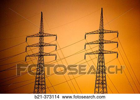 Electricity pylons View Large Photo Image Picture - Electricity pylons. Fotosearch