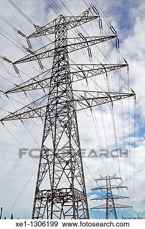 Stock Photo - Electricity pylons, Sant Boi de Llobregat, Catalonia, Spain. Fotosearch