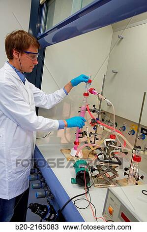 Stock Image - Electrochemical assembly. ATEX Laboratory. Energy and Environment Division. Tecnalia Research and Innovation. Miano. Alava. Basque Country. Spain.. Fotosearch