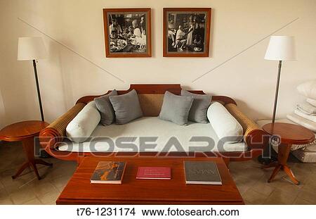 Picture - elegant French colonial style resort in Luang Prabang, Laos. Fotosearch