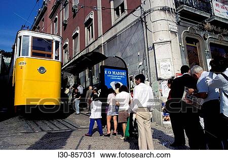 Stock Image - Elevador da Gloria funicular, Lisbon, Portugal. Fotosearch