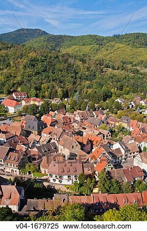 Stock Photography - Elevated view over Kaysersberg, Alsace, France, Europe. Fotosearch