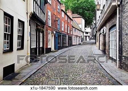 Stock Image - Elm Hill Norwich Norfolk England. Fotosearch