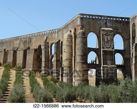 Elvas Portugal. Amoreira Aqueduct in the town of Elvas View Large Photo Image Stock Photograph - Elvas Portugal. Amoreira Aqueduct in the town of Elvas. Fotosearch