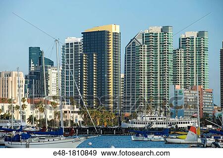 EMBARCADERO SKYLINE DOWNTOWN SAN DIEGO CALIFORNIA USA View Large Photo Image Stock Photo - EMBARCADERO SKYLINE DOWNTOWN SAN DIEGO CALIFORNIA USA. Fotosearch
