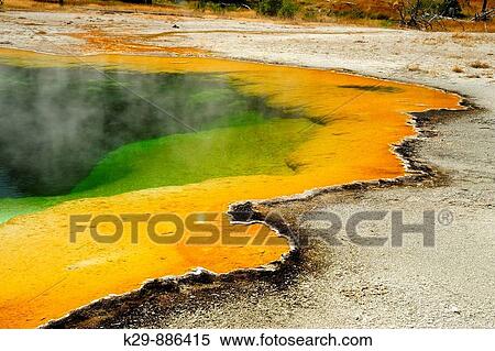 Emerald Pool with algal and bacterial colonies, Black Sand Geyser Basin View Large Photo Image Stock Photography - Emerald Pool with algal and bacterial colonies, Black Sand Geyser Basin. Fotosearch