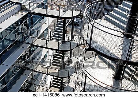 Stock Photograph - emergency stairs, shopping center Las Arenas, Barcelona, Catalonia, Spain. Fotosearch