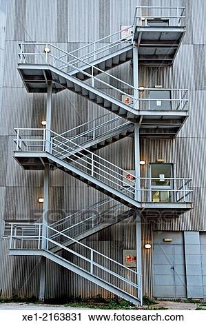 Stock Image - Emergency stairs, Terrassa, Catalonia, Spain. Fotosearch