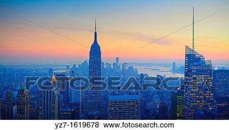Empire State Building at Sunset from Top of the Rock Observatory View Large Photo Image Stock Photo - Empire State Building at Sunset from Top of the Rock Observatory. Fotosearch