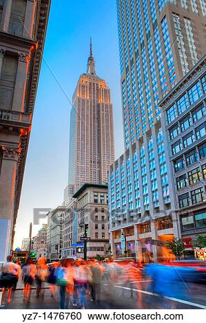 Stock Image - Empire State Building from Fifth Avenue, New York. Fotosearch