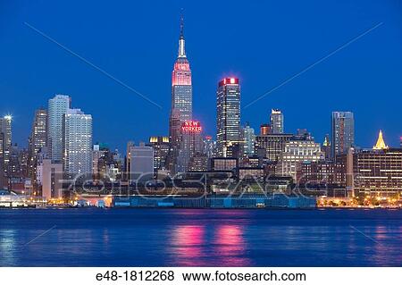 Empire State Building, Midtowm Skyline, Hudson River, Manhattan, New York City, USA View Large Photo Image Stock Photo - Empire State Building, Midtowm Skyline, Hudson River, Manhattan, New York City, USA. Fotosearch