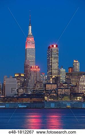 EMPIRE STATE BUILDING MIDTOWN SKYLINE HUDSON RIVER MANHATTAN NEW YORK CITY USA View Large Photo Image Stock Photo - EMPIRE STATE BUILDING MIDTOWN SKYLINE HUDSON RIVER MANHATTAN NEW YORK CITY USA. Fotosearch