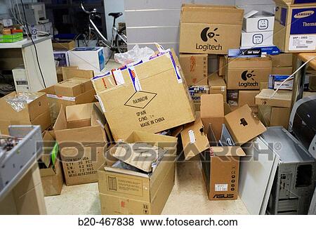 Empty packing boxes at computer store warehouse View Large Photo Image Stock Photo - Empty packing boxes at computer store warehouse. Fotosearch